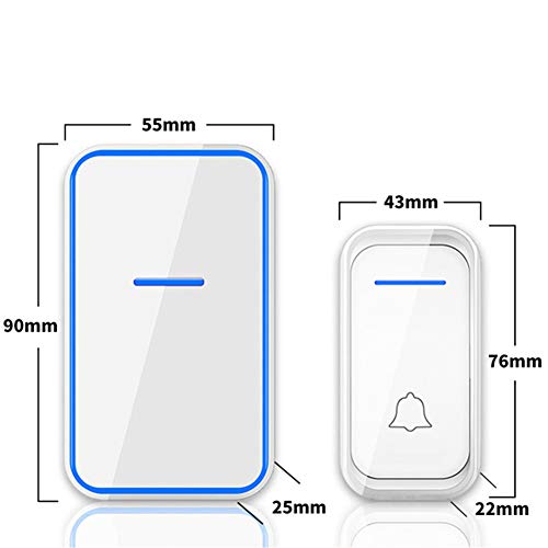 Timbre inalámbrico con timbre inalámbrico impermeable, alcance de 300 m, 2 botones, 6 receptores, 38 tonos de llamada, indicador LED, 4 niveles de volumen