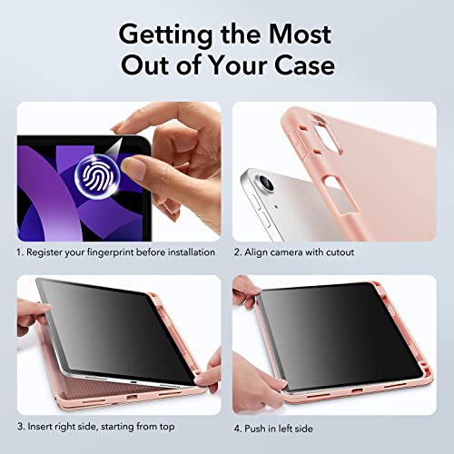 Image of ESR for iPad Air 5th Generation Cover (2022), iPad Air 4th Generation Cover (2020), iPad Air 5 /4 Case, with Pencil Holder, Soft Flexible Case, Rebound Series Case, Rose Gold