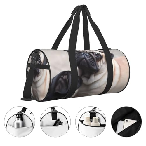 Travel Duffel Bag Sports Gym Bag With Shoes Compartment,Lightweight Overnight Weekender Bag Cute Pet Pug Yoga Gym Sports Bag For Men Women4