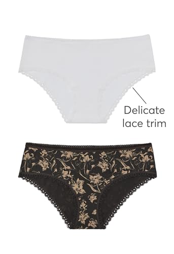 Pact Women's Organic Cotton Soft Hipster Panties, No Show Design Cheeky Bikini Underwear, 2 Pack3