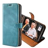 Snakehive Leather Wallet for iPhone 16 Pro Max - Wallet Phone Case - Viewing Stand and 4 Card Holder - Flip Folio Cover with Card Slot (Teal)