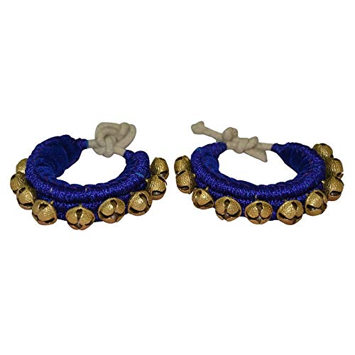 Art Of Creation Kathak Dancing Ghungroo Anklet Pair Big Indian Classical Dancers Musical Instrument Bharatnatayam Ghungru (Blue Paded)