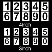 Wanmu 20 Stück 3 und 4 Inch Zahlen Schablonen, Wiederverwendbar Zahlenschablonen von 0 bis 9, Kunststoff Digitale Sprühschablonen für Hausnummern, Parkplatzmarkierung, Briefkästen, Adressen