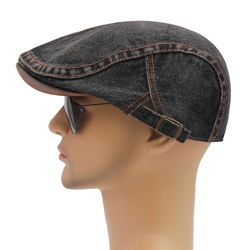 Image of ZLYC Men Cotton Flat Cap Summer Scally Ivy Gatsby Newsboy Beret Driver Cabbie Hunting Hat