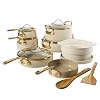 Bloomhouse 15-Piece Ceramic Nonstick Cookware Set, Two Time Oprah’s Favorite Things, Heavy-Gauge Aluminum Pots and Pans Set, PFAS & PFOA & PTFE Free Ceramic Cookware, Oven Safe to 500°F, Almond Cream