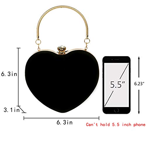 Image of Goclothod Women Heart Shape Clutch Purse Velvet Shoulder Bag Evening Handbags