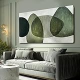 Framed Wall Art for Living Room Green and Black Abstract Canvas Wall Decor Block Art Posters Neutral Wall Prints for Dining Room Office Kitchen 24'x 48'