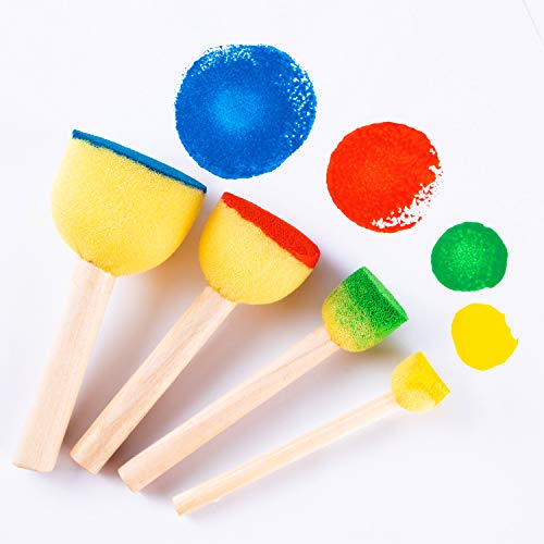 image for AVIDE 48Pcs Assorted Size Round Sponges Brush Set - Paint Tools for Ki