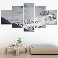 SIGNWIN 5 Panel Canvas Wall Art Snow Mountain for Home Decorations Ready to Hang - 60