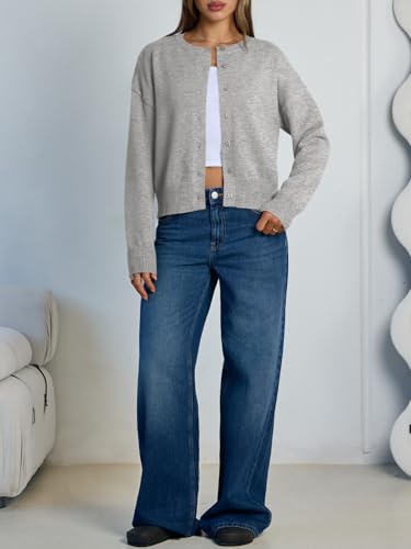 Image of Trendy Queen Cropped Cardigan Sweaters for Women Lightweight Y2k Fall Outfits Spring Fashion Clothes 2026