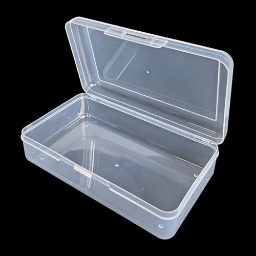 Image of 4 Pack Rectangular Clear Plastic Storage Containers, 8x4.7x2.3 inch | Hinged Lid, For Beads and Small Craft Items