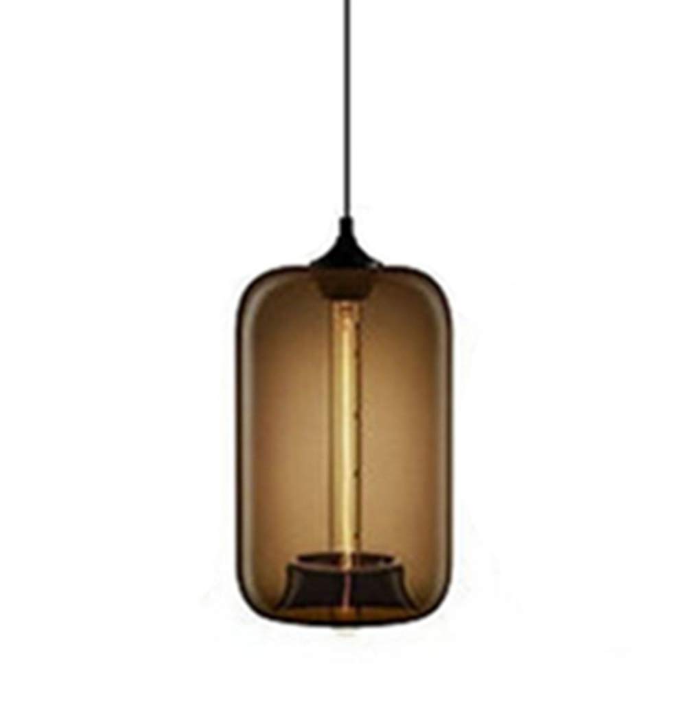 CSXSXAUO Pendant Lamp Glass LED Lampshade Nordic Ceiling Hanging Lighting Chandelier Restaurant Bar Dining Room Indoor Smoke Gray Decor Light (Color : Brown) Star of
