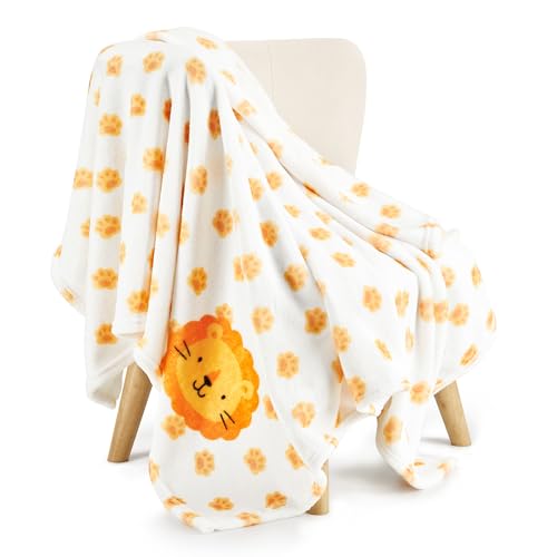 Image of TILLYOU Toddler Flannel Blanket - Warm and Cozy Baby Blanket for Boys and Girls, Smooth and Creamy Blanket, Cute and Lightweight, 40×50 inches, Sunflower Lion