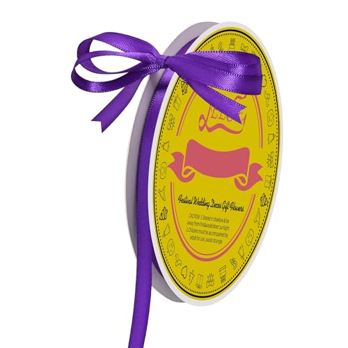 Image of Double Face Purple Satin Ribbon 1 /4 inch X 50 Yards Polyester Purple Ribbon for Gift Wrapping Very Suitable for Weddings Party Hair Bow Invitation Decorations and More