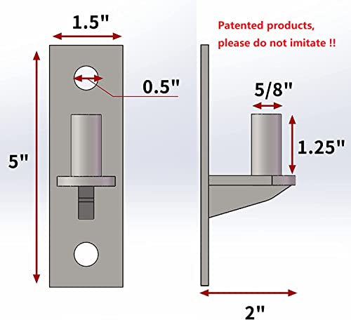 2 Pack Wall Mount Gate Hinges, Heavy Duty Wall Plate Hinges, Outdoor Chain Link Fence Gate Hinges Fence Post Link Gate Hinge, With 5/8 Hinge Pin (Screws Not Included) #TOP1