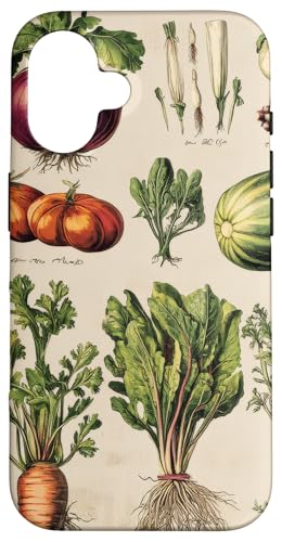 Vintage Vegetable Encyclopedia Drawing Cottagecore Farmhouse Case for iPhone 16