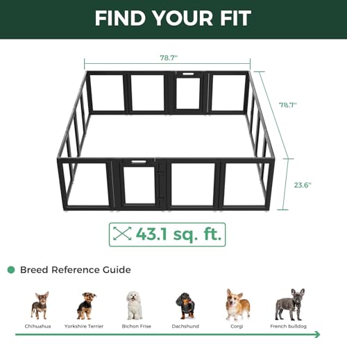 Image of FXW AuraSpace Acrylic Indoor Dog Playpen for Puppies and Small Dogs, 24 Inch, 16 Panels, Black