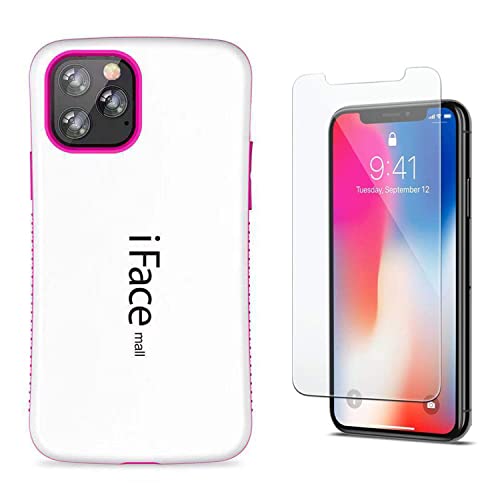 【ホワイト版 iFace mall iPhone 12 12Pro 互換品 ケース & 2.5D強化ガラスフィルム】 6.1インチ アイフォン ケース アイフォン12 アイフェイス モール 耐衝撃 スマホカバー 画面保護フィルム (iPhone 12/12