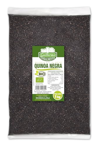 Guillermo | Quinoa negra BIO - Bolsa 1 kg. | 100% ecológica | Contiene litio, que ayuda a regular el estrés | Propiedades antioxidantes que reducen las inflamaciones del estómago