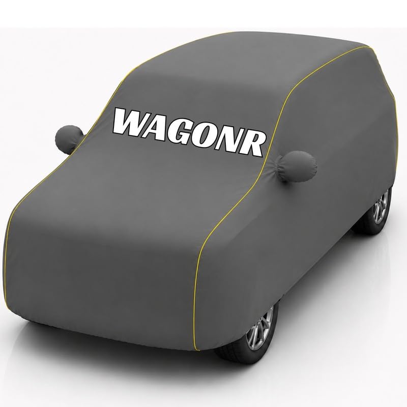 Premium 100% Waterproof Car Body Cover Compatible for Wagon R (All Models) Mirror Pockets, Triple Stitched Elastic, Adjustable Buckle, Heat Resistant, Dustproof, UV & All Weather Protection (Grey)-image-21
