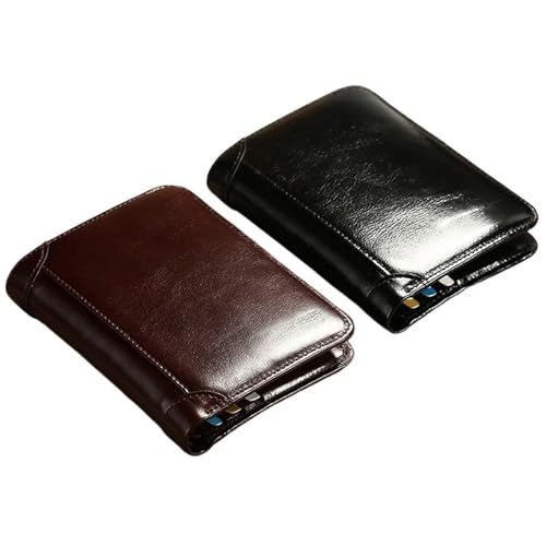 men's wallet Classic Style Wallet Genuine Leather Men Wallets Short Male Purse Card Holder Wallet Men Fashion(Coffee color)2