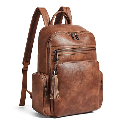 Shrrie Mochila feminina para laptop de 16 polegadas, mochilas de designer para mulheres com compartimento de computador para negócios, Marrom, Clássico