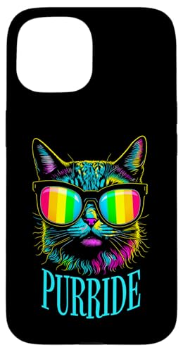 Pride Month Cat Purride Gay LGBTQ ���C���{�[�t���b�O �T���O���X �X�}�z�P�[�X iPhone 15 �p