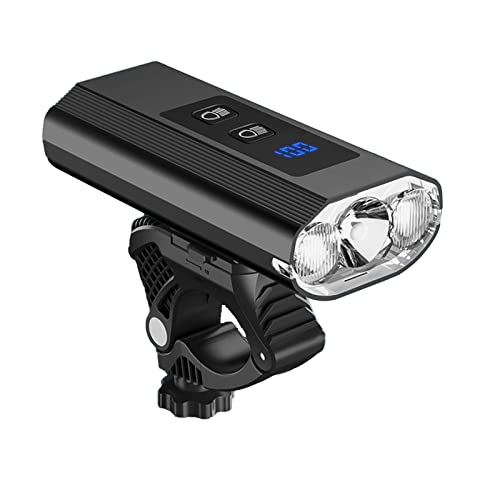 自転車 ライト【1500ルーメン5つ調光モード USB充電】【ハイビーム/ロービーム】 LEDヘッドライト ロードバイクタイト アルミ合金製 大容量 IPX65防水 360度回転 LEDディスプレイを持つ モ 懐中電灯兼用 停電対応 地震対策 登山