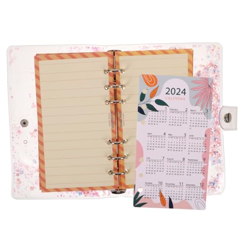 COMPUKAS 透明製可拆卸流沙手帳 粉色 ラブリーノートパッド システム手帳メモ帳 透明カバー付き 日記やプラン記録に