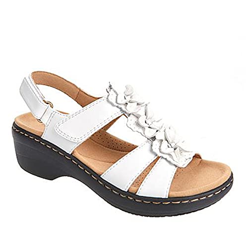Sandale Femme Talon Compensé Chunky Chaussure Confortables Élégance Vintage Ethniques Pas Cher Confortable Mules Été Sabots à Enfiler Plateforme Sandales Confortables Chaussures pour Plage Vacanc Cover