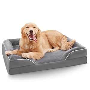 Orthopedic Dog Beds for Medium Dogs, Rectangle Dog Orthopedic Bed with Sides, Fuzzy Comfort Supportive Foam Dog Bed Washable Removable Cover, Indestructible Dog Couch Bed, 35×27 Inch