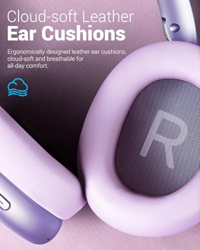 Image of Wentronic Y01 Wireless Noise Canceling Headphones Bluetooth 5.3 Over Ear Headphones with Microphone, Hi-Res Audio, 48H Playtime, Foldable Comfortable Earpads,Compatible with iOS,Android,PC, Purple
