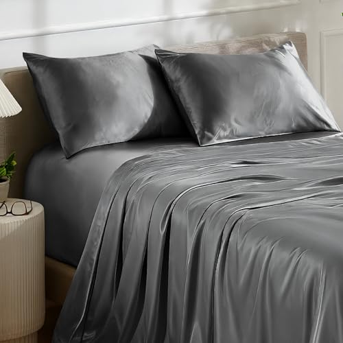 Bare Home Queen Poly Satin Sheet Set - Luxury Soft