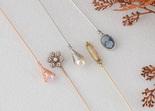 Image of Alilang 5Pcs Vintage Bendable Lapel Pins Classic Pin Brooches Set Accessories for Secure Styling on Hats, Scarves