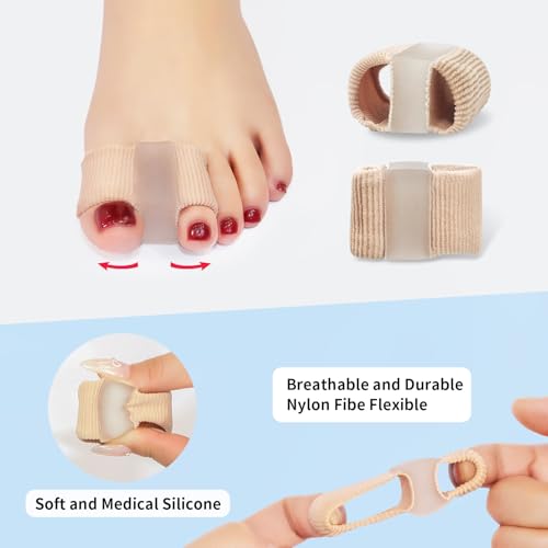Image of Niupiour Bunion Toe Corrector W /Fabric Lining for Women and Men, Gel Toe Spacers /Separator for Overlapping, Breathable Hammer Toe Straightener with 2 Loops for Feet, Relieve Bunion Foot Pain
