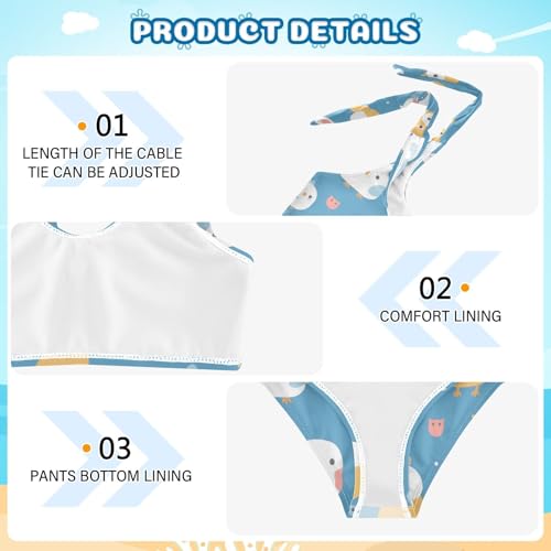 KLL Cute Animal Pattern Cartoon Owls Girls' 2 Piece Bikini Sets Quick-Dry Bathing Suit Swimming Suits Adjustable Shoulder4