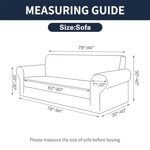 Cupuamon 2024 Newest Stretch Sofa Slipcovers Couch Cover For 3 Cushion Furniture Protector Sofa Covers With Elastic Bottom Jacquard Fabric Small Checks For Pets thumb #1