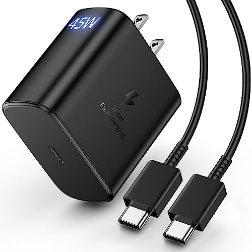 Compatible with Galaxy S24 Ultra iPhone 15 Charger 45W USB C PD Charger w/ 3.3FT Super Fast Charging Cable, USB Type C Charger Block for Samsung S23 S22 S21 S20 Note 20 Galaxy Tab S8 Google Pixel iPad