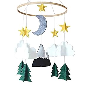 Vilten Bal Bosmobiel Door Bosdier Babybedje Mobiel Windgong Kinderkamer Hangende Bel Baby Decoratie Cadeau (Maan en…