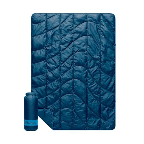 Rumpl Travel Puffy Blanket, Ultra-Packable Travel-Size Warmth and Comfort, Deepwater
