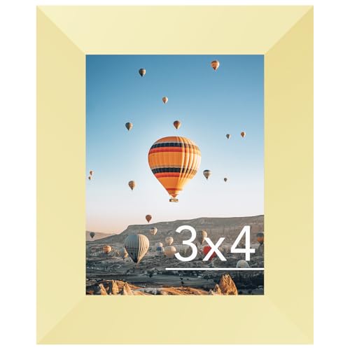 Image of JCJMY 3x4 Picture Frame Gold for Wall Hanging or Tabletop, Wall Mounting Horizontally or Vertically, 3 x 4 Wall Gallery Poster Photo Frame with Shatter Resistant Plexiglass, Gold