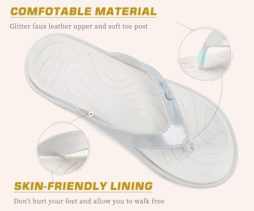 Image of jiajiale Womens Fashion Orthotic Flip Flops Ladies Slip On Lightweight Comfortable Thick Cushion Yoga Mat Thong Sandals With Plantar Fasciitis Arch Support