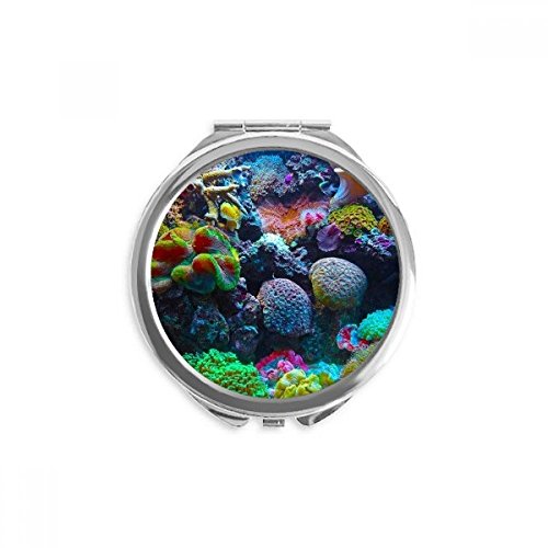 Miroir rond de poche motif corail science de la nature et océan coloré multicolore portable