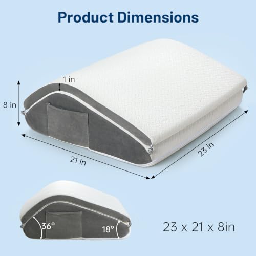 Image of Vekkia Knee Wedge Pillow for Back Sleeping, Dual-Layer Knee Pillow with Dual Handles, Adjustable Elevation Pillow for Legs Post-Surgery, Knee Support, Lower Back Pain Relief, Blood Circulation