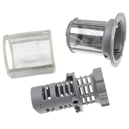 vhbw Tamis en kit (3 pcs) remplacement pour Bosch/Siemens 10002494 pour lave vaisselle - Filtre de lave vaisselle, 9cm, argenté/gris
