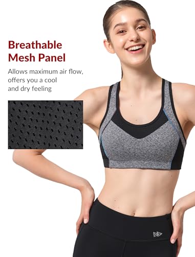 Image of Yvette Sports Bras for Women High Impact Support Racerback Sports Bra Plus Size No Underwire for Running Workout