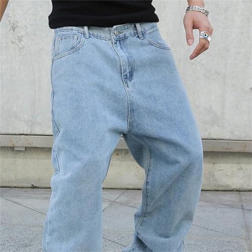 Men's Spring Fall Jeans – Baggy Oversize Straight Loose Wide-Leg Denim Pants, Casual Solid Streetwear2