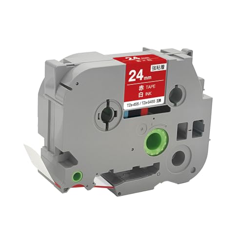 ブラザー用 ピータッチ TZe-455 TZe-S455 24mm 赤テープ 白文字 強粘着 単品 互換ラベル テープカートリッジ テープカセット