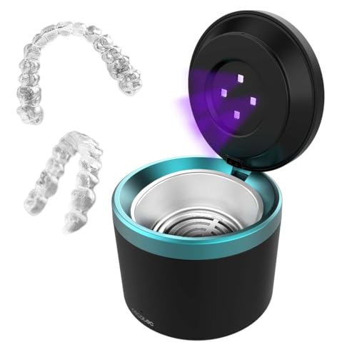 Cecotec Limpiador Ultrasonido Dental para Férulas y Dentaduras ToothCare Elite Clean. Limpieza con Vibraciones Ultrasónicas, Cesta Inserción/Extracción, Luces UV, Resultados en 5min, Tanque 200ml