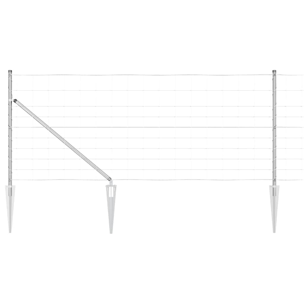 Fence Post Galvanised 25 x 1 m Steel Outdoor Garden Fence Panel Heavy Duty Corrosion Resistant Modern Rectangular Boundary Posts Kit with Spikes for Yard Security, 13 Pack
